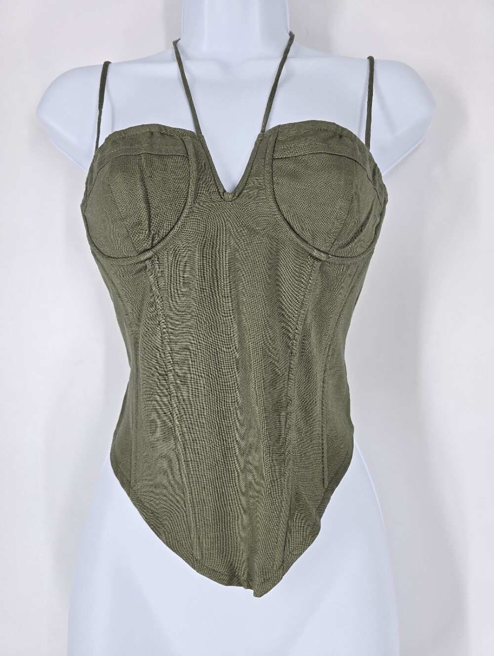 Lioness Del Gato Corset Top in Green Khaki Size S NEW